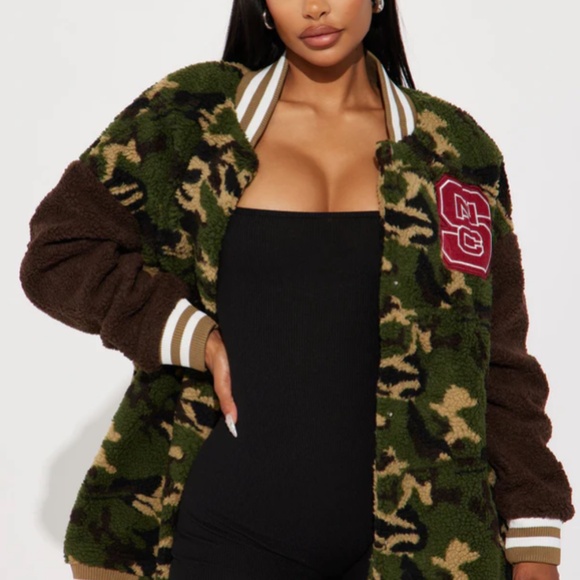 Camo Varsity Bomber Jacket - Picture 3 of 8